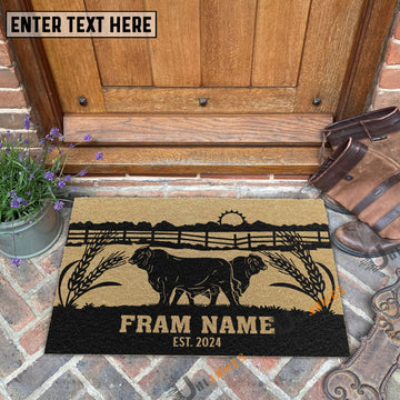 Joycorners Beefmaster Sunshine Field Custom Farm Name Custom Year Coir Doormat