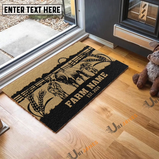 Joycorners Brahman Sunshine Field Custom Farm Name Custom Year Coir Doormat