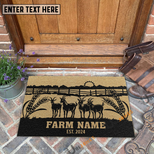 Joycorners Goat Sunshine Field Custom Farm Name Custom Year Coir Doormat