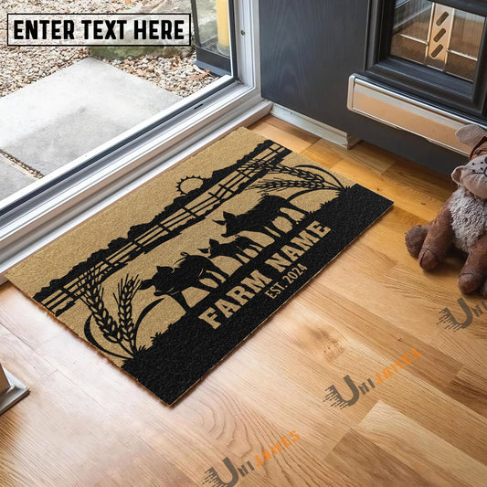 Joycorners Pig Sunshine Field Custom Farm Name Custom Year Coir Doormat