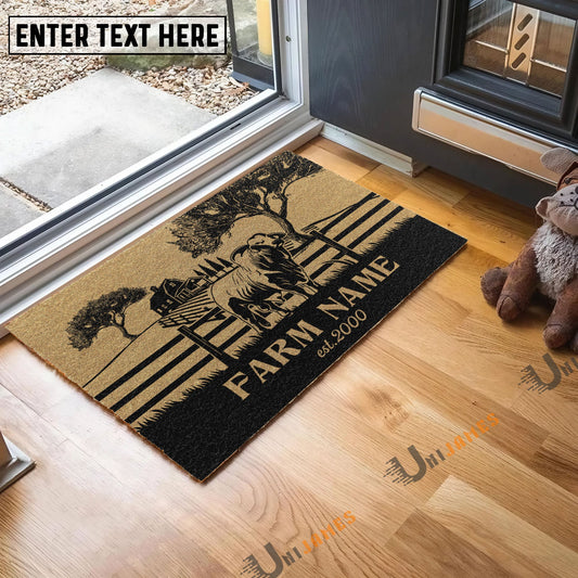 Joycorners Brahman Little Ranch Custom Farm Name Custom Year Coir Doormat