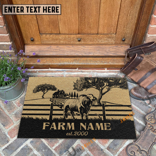 Joycorners Brahman Little Ranch Custom Farm Name Custom Year Coir Doormat