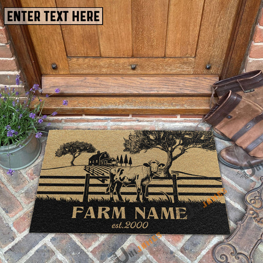 Joycorners Charolais Little Ranch Custom Farm Name Custom Year Coir Doormat