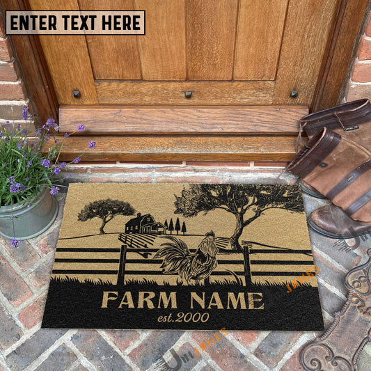 Joycorners Chicken Little Ranch Custom Farm Name Custom Year Coir Doormat