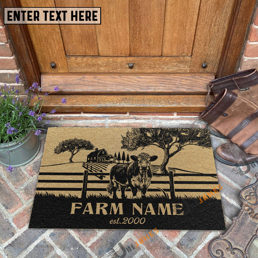 Joycorners Hereford Little Ranch Custom Farm Name Custom Year Coir Doormat