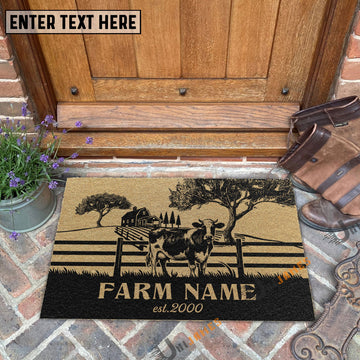 Joycorners Holstein Little Ranch Custom Farm Name Custom Year Coir Doormat