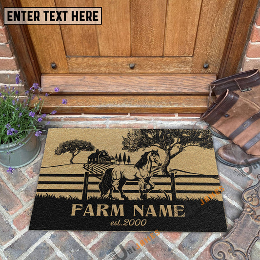 Joycorners Horse Little Ranch Custom Farm Name Custom Year Coir Doormat