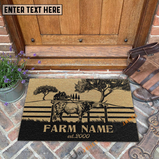 Joycorners Texas Longhorn Little Ranch Custom Farm Name Custom Year Coir Doormat