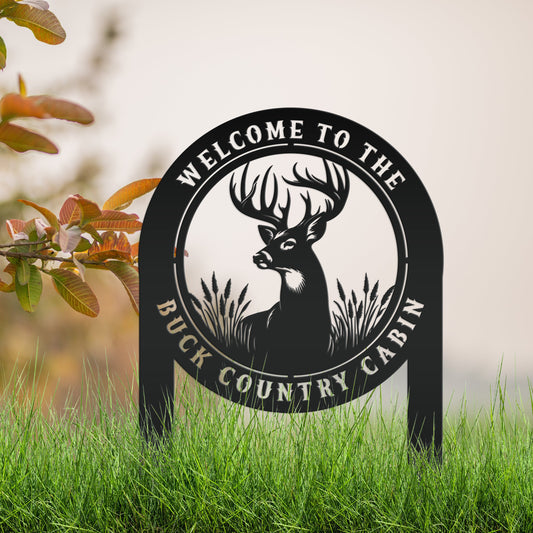 Joycorners Deer Outdoor Metal Stake - Charming Custom Yard Art - Rustic Garden Sign - Buck Lawn Decor - Unique Personalized Gifts - Father's Day Gift LM0110
