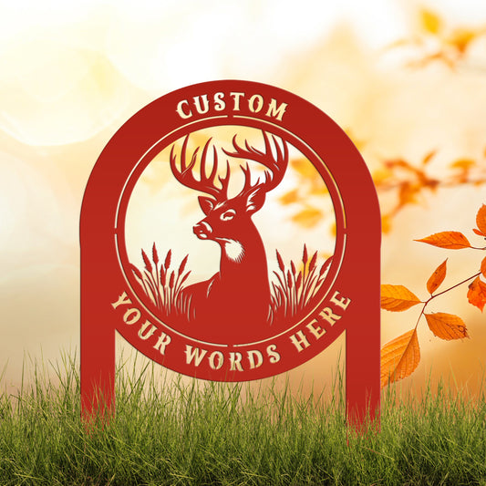 Joycorners Deer Outdoor Metal Stake - Charming Custom Yard Art - Rustic Garden Sign - Buck Lawn Decor - Unique Personalized Gifts - Father's Day Gift LM0110