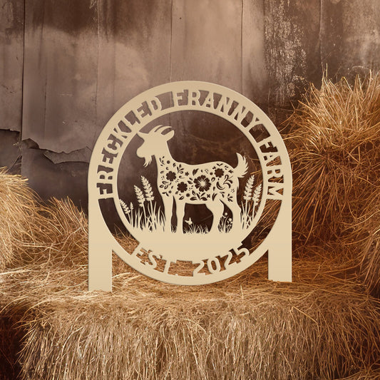Joycorners Floral Goat Metal Stake for Yard - Unique Outdoor Art - Charming Farmhouse Decor - Rustic Garden Decoration - Cute Personalized Farm Sign LM0110