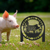 Joycorners Custom Floral Pig Metal Outdoor Yard Stake - Farmhouse Style Decor Sign - Farm Animal Lawn Art - Cute Garden Decoration - Personalized Gift LM0110