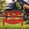 Joycorners Unique Horse Ranch Metal Yard Art - Customized Garden Stake - Metal Farmhouse Decor - Country Western Horse Art - Charming Farm Name Sign LM0110