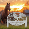 Joycorners Unique Horse Ranch Metal Yard Art - Customized Garden Stake - Metal Farmhouse Decor - Country Western Horse Art - Charming Farm Name Sign LM0110