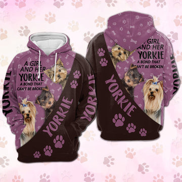 Joycorners Yorkshire Girl 3D Custom Name And Dog Full Print Shirts