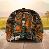 Joycorner Deer Skull Orange Camo Personalized Name 3D Cap