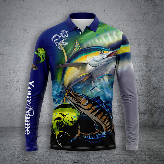 Joycorners Mahi-Mahi, Wahoo, Tuna Fishing Customize Name 3D Shirts