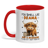 Joycorners You Smell Like Drama And A Headache Please Cow Two Tone Mug