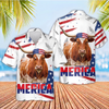 Joycorners Funny Merica Cows USA Sunglasses Patriotic 3D Hawaiian Shirt (10 Breeds)