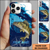 Joycorners Fishing Blue Ocean Compass Star Pop Art Personalized Name Phone Case (10 Fish Species)