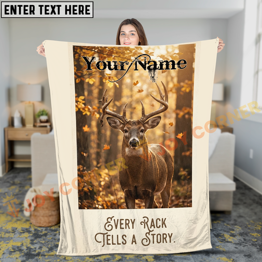 Joycorners Hunting Every Rack Tells A Story Whitetail Deer Personalized 3D Blanket