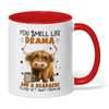 Joycorners You Smell Like Drama And A Headache Please Cow Two Tone Mug