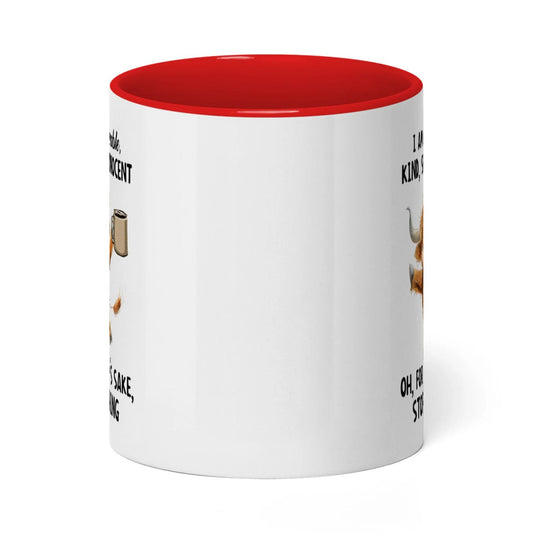 Joycorners I Am Sweet Lovable Kind Shy Innocent Oh For Heaven's Sake Cow Two Tone Mug