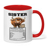 Joycorners Sister Nutrition Facts Serving Size I Awesome Cow Two Tone Mug