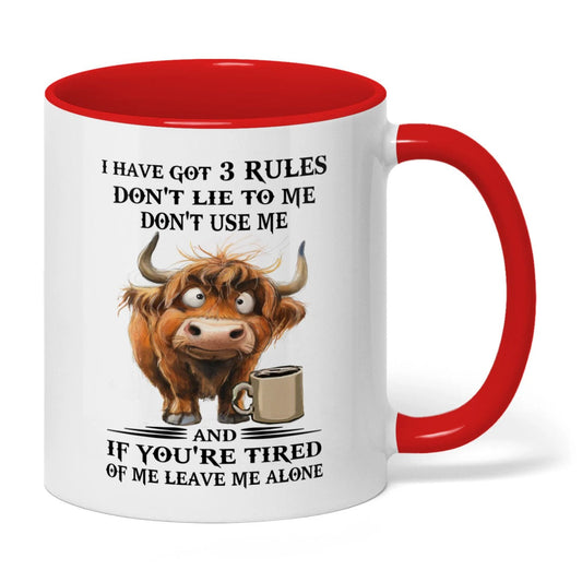 Joycorners I Have Got 3 Rules Don't Lie To Me Don't Use Me Cow Two Tone Mug
