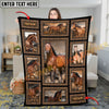 Joycorners Personalized Horse Collage Blanket – Rustic Wood Frame, Custom Name ( 8 Breeds)