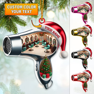 Joycorners Custom Name Hairdresser Ornament, Hair Salon Christmas Decoration39 2D Flat LM2111