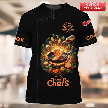 Joycorners Personalized Chef Shirts - Dynamic Cooking Scene Design for Culinary Artists MT2509