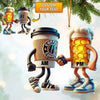 Joycorners Beer And Coffee Couple Christmas Ornament, Personalized Ornament 2D Flat LM2211