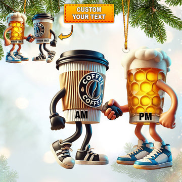 Joycorners Beer And Coffee Couple Christmas Ornament, Personalized Ornament 2D Flat LM2211