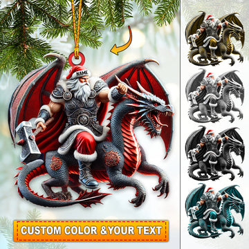 Joycorners Custom Name Santa Dragon Ornament, Christmas Gift for Dragon Lover 2D Flat LM2111
