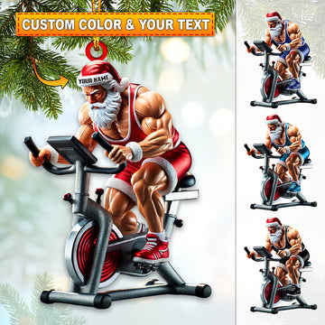 Joycorners Custom Name Work Out Santa Ornament, Gym Lover Christmas Gift36 2D Flat LM2111