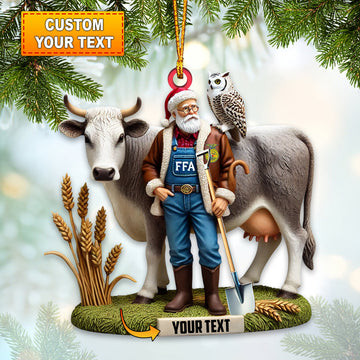 Joycorners Custom Name Santa Farmer Ornament, Farmer Christmas Gift 2D Flat LM2111