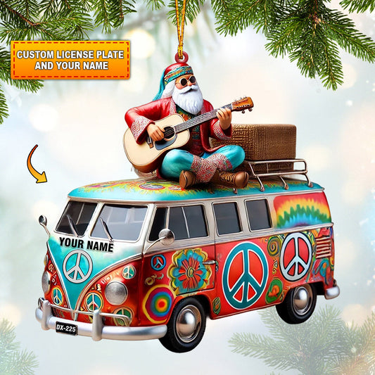 Joycorners Happy Hippie Santa Christmas Ornament, Personalized Ornament 2D Flat LM2211