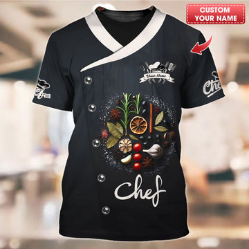 Joycorners Personalized Chef Shirt - Elegant Spice and Herb Arrangement for Culinary Professionals MT2509