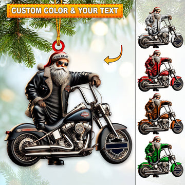 Joycorners Custom Name Santa Bike Ornament, Christmas Gift Decoration 2D Flat LM2111