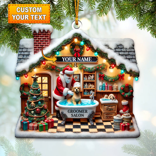 Joycorners Santa Groomer Salon Home Decor Christmas Ornament, Personalized Ornament 2D Flat LM2211
