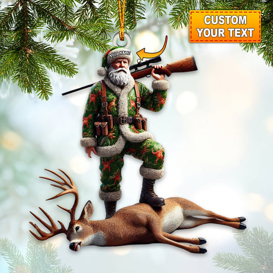 Joycorners Custom Name Deer Hunting Ornament, Deer Hunter Christmas Gift 2D Flat LM2211