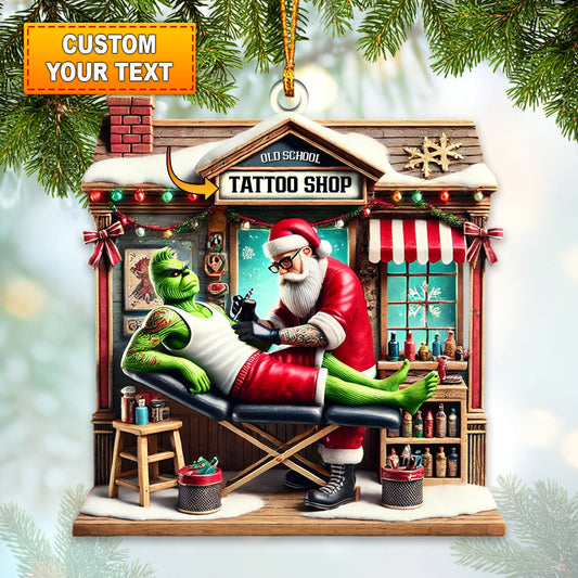Joycorners Old School Tattoo Shop Home Decor Christmas Ornament, Personalized Ornament 2D Flat LM2211