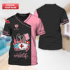 Joycorners Personalized Nurse Shirt, 'Nurse Life' with Medical Motif in Pink and Black MT2509