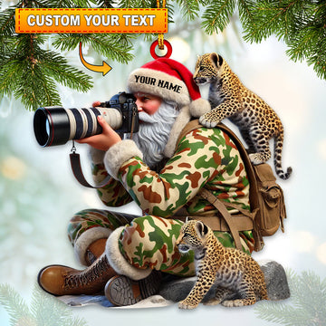 Joycorners Custom Name Santa with Animal Ornament, Santa Christmas Decoration 2D Flat LM2111