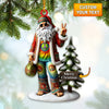Joycorners Santa Wearing Hippie Christmas Ornament, Personalized Ornament 2D Flat LM2211