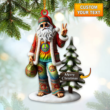 Joycorners Santa Wearing Hippie Christmas Ornament, Personalized Ornament 2D Flat LM2211
