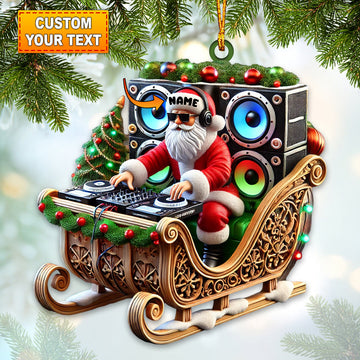 Joycorners DJ Santa Christmas Ornament, Personalized Ornament 2D Flat LM2211