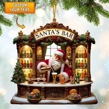 Joycorners Santa's Bar Christmas Ornament, Bartender Ornament, Personalized Ornament 2D Flat LM2211
