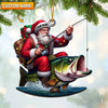 Joycorners Fishing Santa Christmas Ornament, Personalized Ornament 2D Flat LM2211